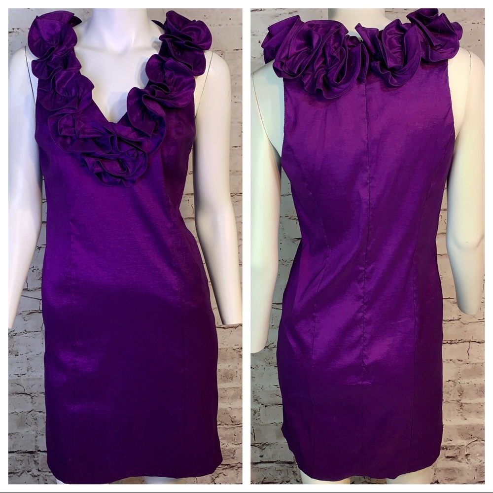 S.L. Fashions Size 12 Purple Ruffle Cocktail Dress